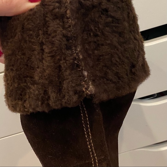 J Crew Italy shearling cuff suede boots sz 7 - Picture 8 of 9